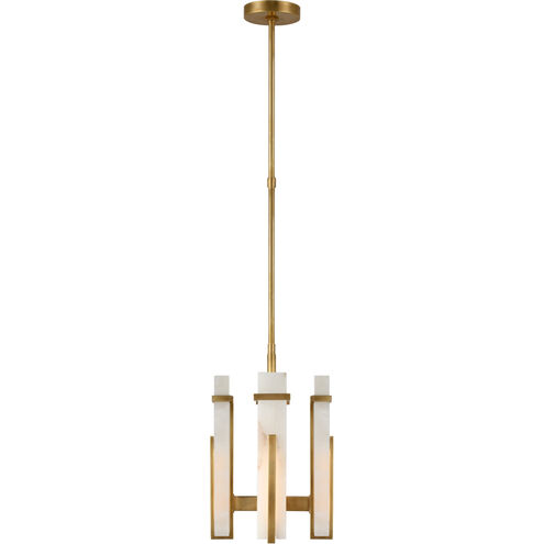 Ian K. Fowler Malik LED 12 inch Hand-Rubbed Antique Brass Chandelier Ceiling Light in Alabaster, Small