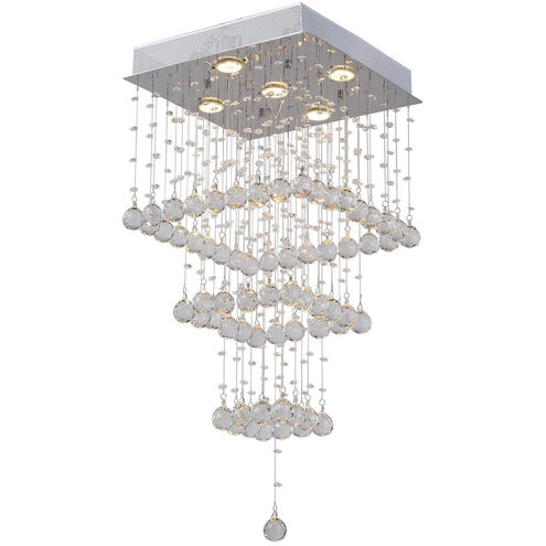 Square 5 Light 16 inch Chrome Flush Mount Ceiling Light