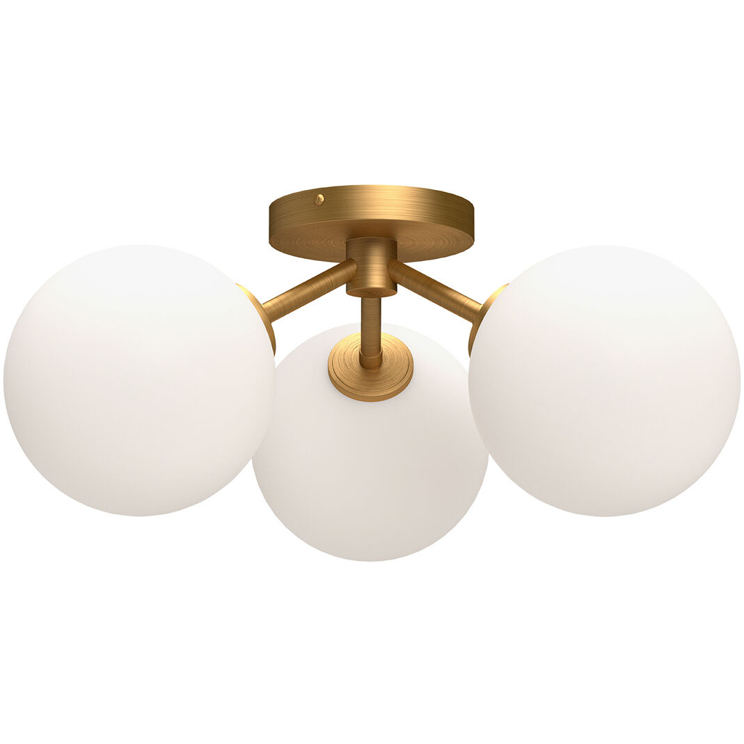 Alora Mood Cassia 3 Light 17.75 inch Aged Gold/Opal Matte Glass Semi-Flush Mount Ceiling Light in Matte Opal Glass