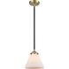 Nouveau Large Cone 1 Light 8 inch Black Antique Brass Mini Pendant Ceiling Light in Matte White Glass, Nouveau