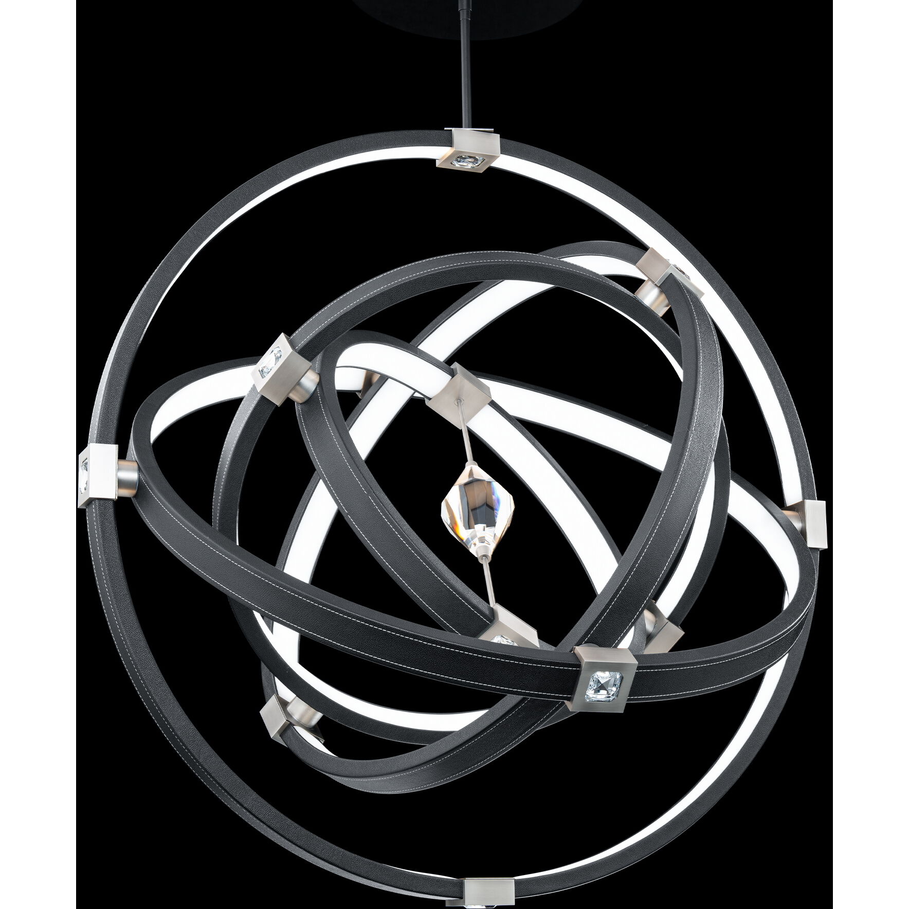 Atomic LED 36.44 inch Black and Brushed Nickel Pendant Ceiling Light in Black-Brushed Nickel, Beyond