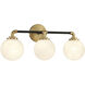 Dresden 3 Light 24 inch Matte Black with Warm Brass Accents Bathroom Vanity Light Wall Light, Lighting One
