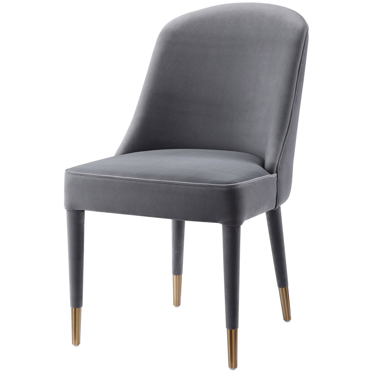 Brie Light Gray Velvet and Brushed Brass Armless Chairs, Set of 2