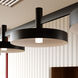 Systema Staccato LED 57 inch Satin Black Linear Pendant Ceiling Light, Pan Shades