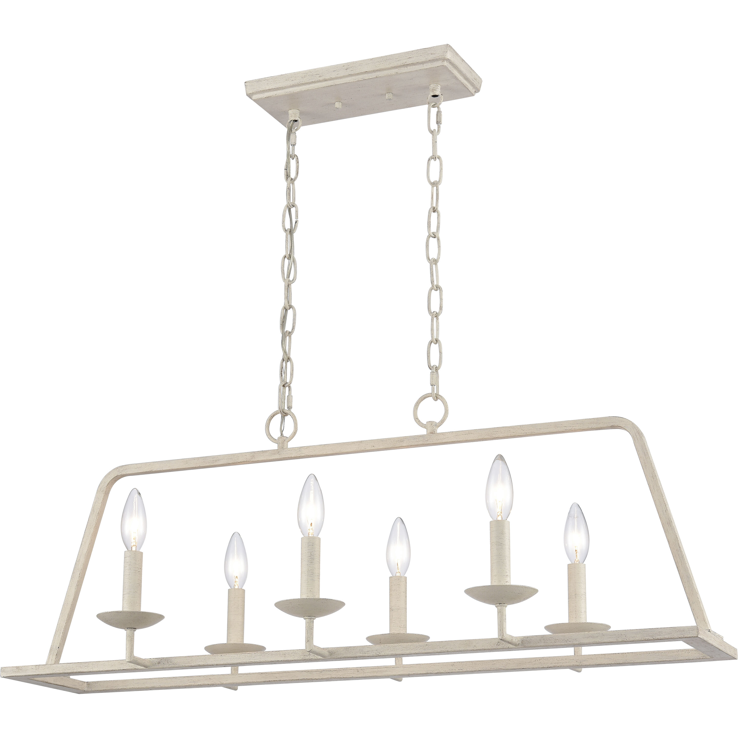 Joanie 6 Light 34 inch Antique White Linear Chandelier Ceiling Light
