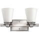 Avon 2 Light 14.5 inch Brushed Nickel Vanity Light Wall Light in Etched Opal