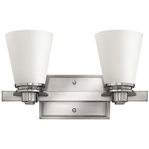 Avon 2 Light 14.5 inch Brushed Nickel Vanity Light Wall Light in Etched Opal