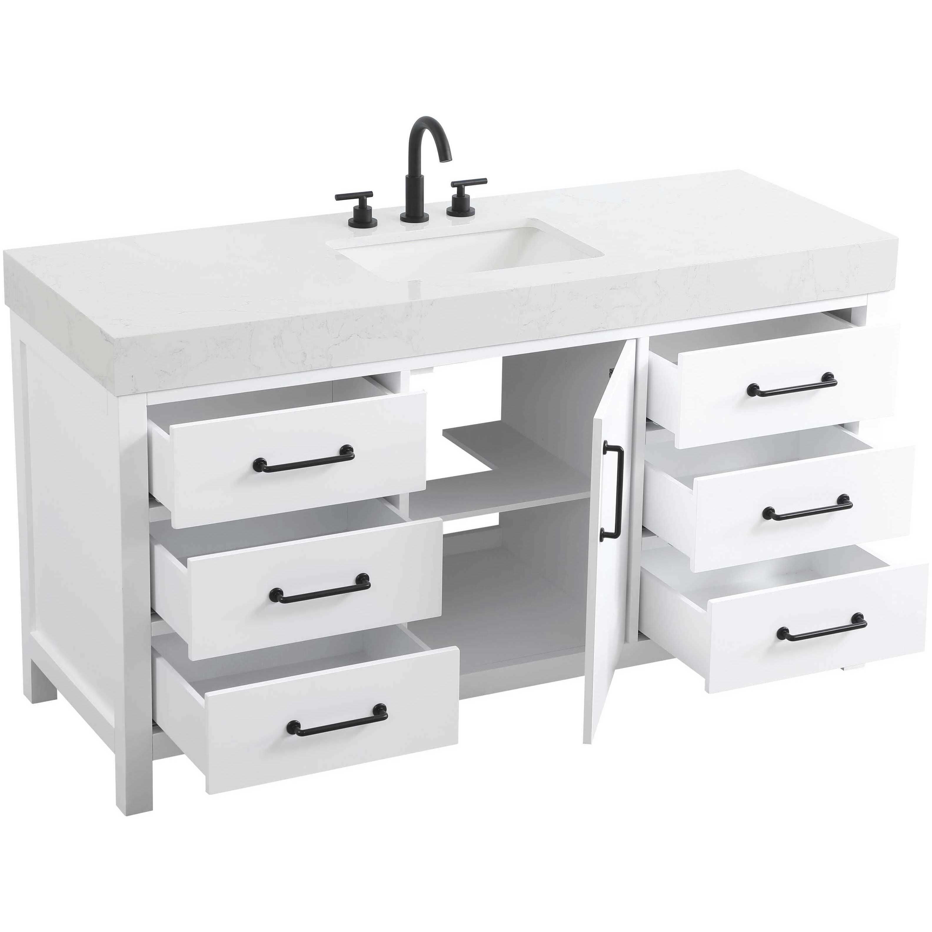 Nathan 60 X 34 inch White Bathroom Vanity Cabinet