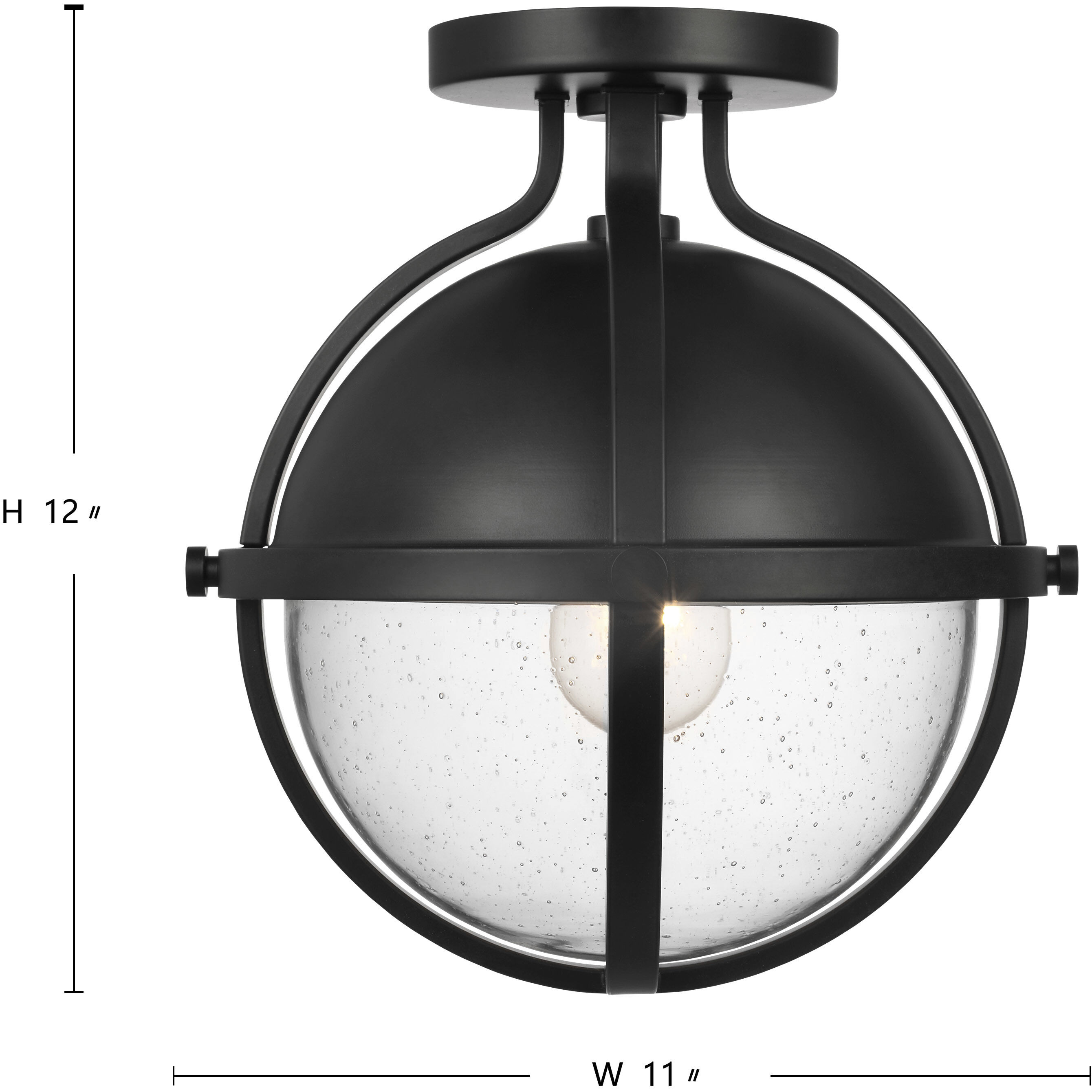 Lincoln 1 Light 11 inch Matte Black Semi Flush Mount Ceiling Light