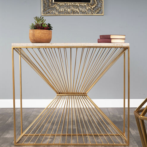 Cosmo Fossil Stone & Metal Console Table