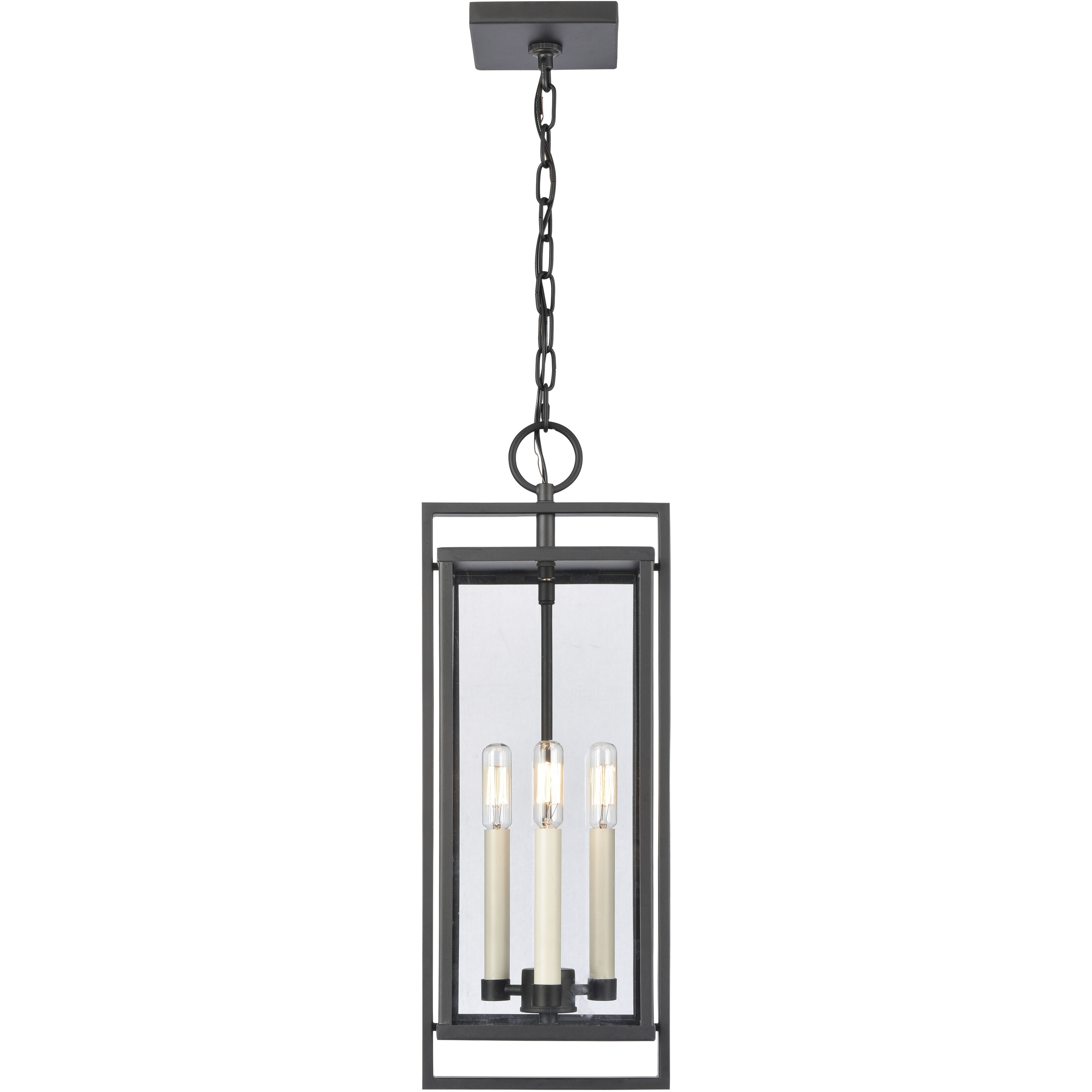 Gladwyn 3 Light 8.25 inch Matte Black with Off White Outdoor Pendant