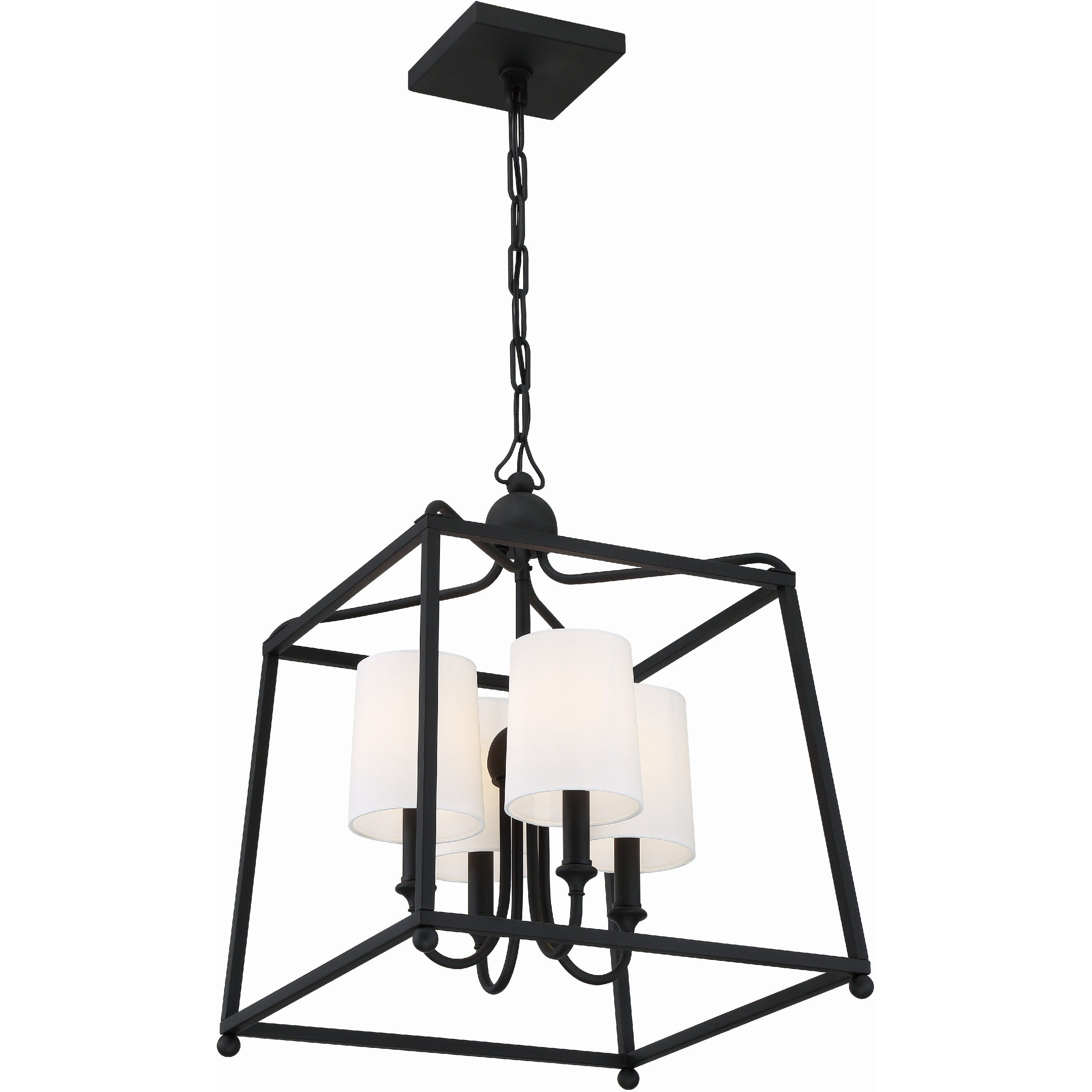 Sylvan 4 Light 16 inch Black Forged Lantern Chandelier Ceiling Light