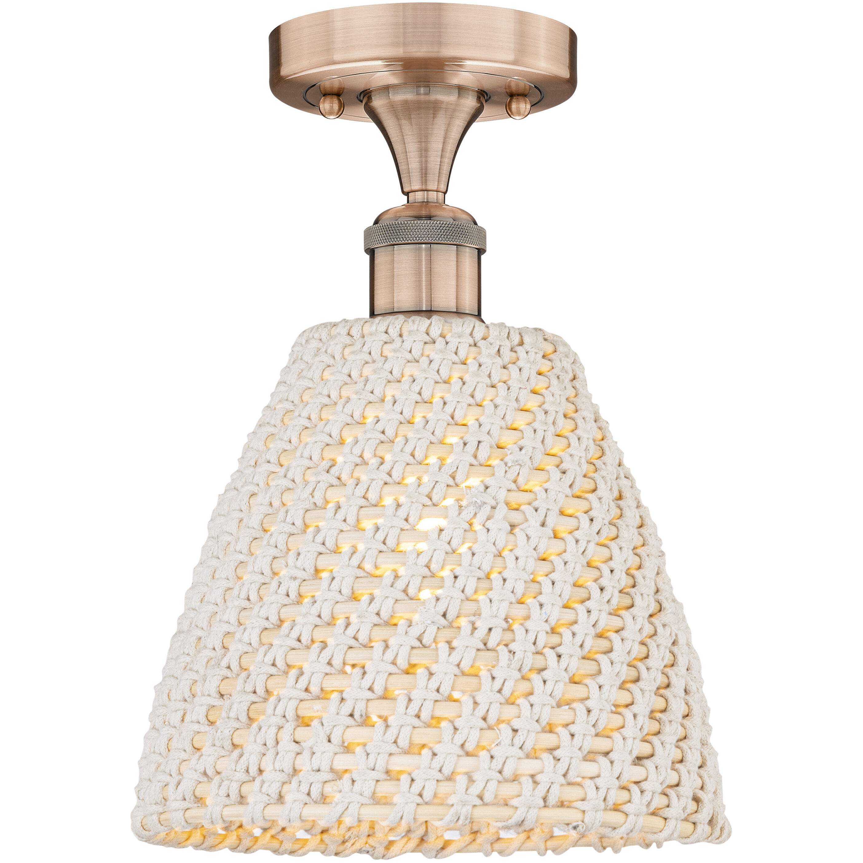 Edison Bristol Natural 1 Light 9 inch Antique Copper Semi-Flush Mount Ceiling Light