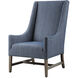 Galiot Blue and White Fabric with Natural Wood Accent Chair