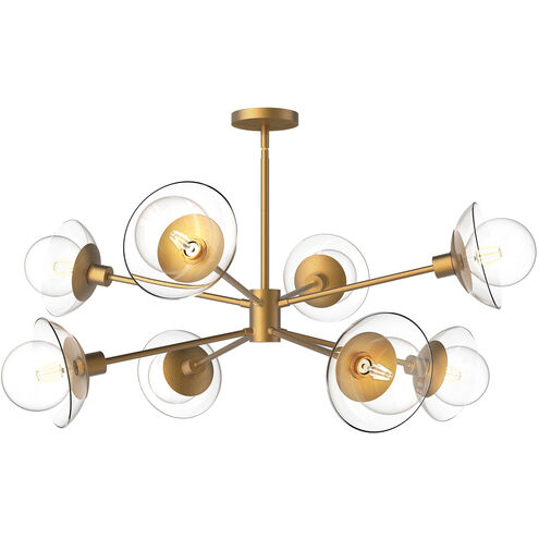 Francesca 8 Light 40 inch Aged Gold Chandelier Ceiling Light in Clear Acrylic Light Guide Shade, Aged Brass
