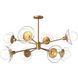 Francesca 8 Light 40 inch Aged Gold Chandelier Ceiling Light in Clear Acrylic Light Guide Shade, Aged Brass