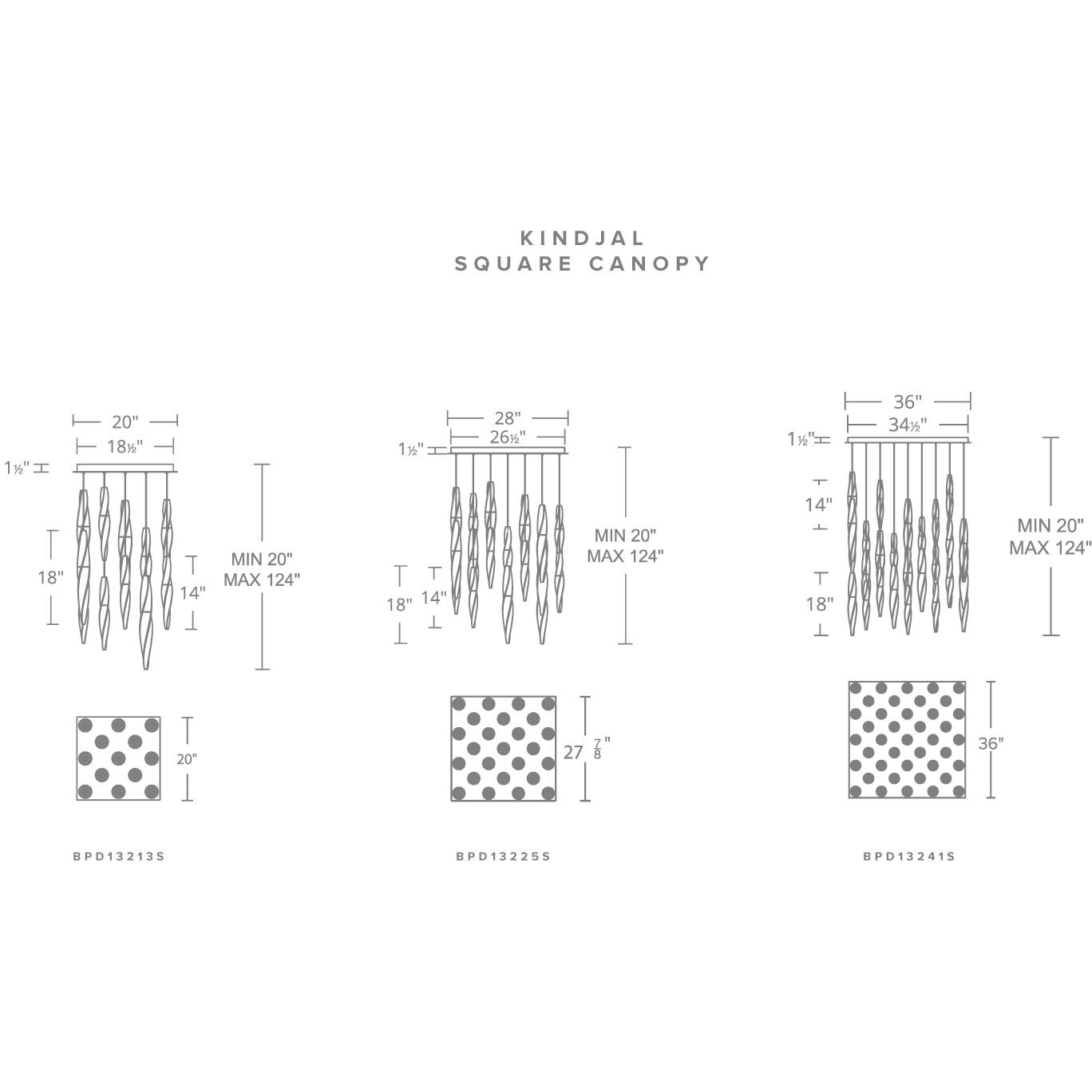 Beyond Kindjal LED 36 inch Polished Nickel Multi-Light Pendant Ceiling Light, Square Canopy