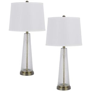 Huxley 30.5 inch 150.00 watt Glass and Antique Brass 2 Pack Table Lamp Set Portable Light