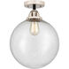 Nouveau 2 Beacon LED 12 inch Black Polished Nickel Semi-Flush Mount Ceiling Light in Seedy Glass