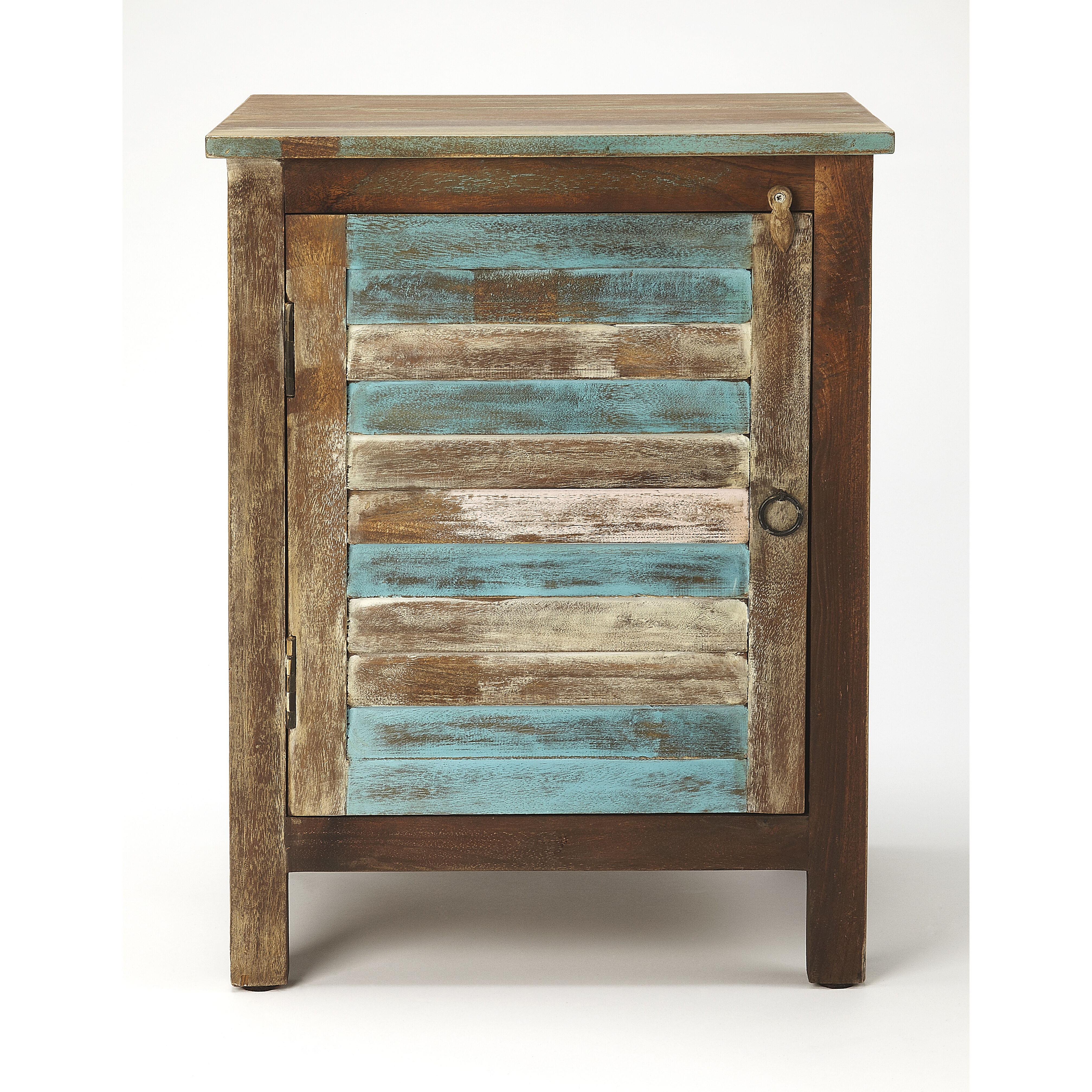 Rustic Shutter Painted Artifacts Chest/Cabinet