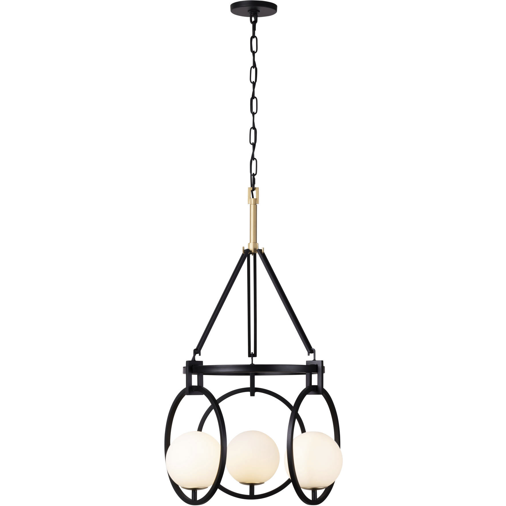 Stopwatch 3 Light 20 inch Matte Black and French Gold Pendant Ceiling Light