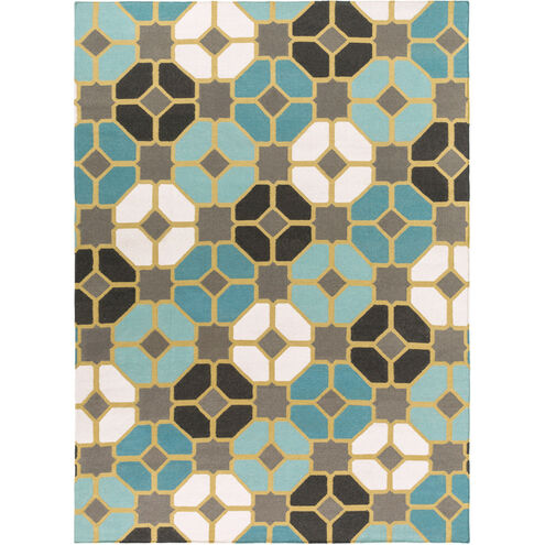 Frontier 36 X 24 inch Teal, Medium Gray, Wheat, Mint, Ivory Rug
