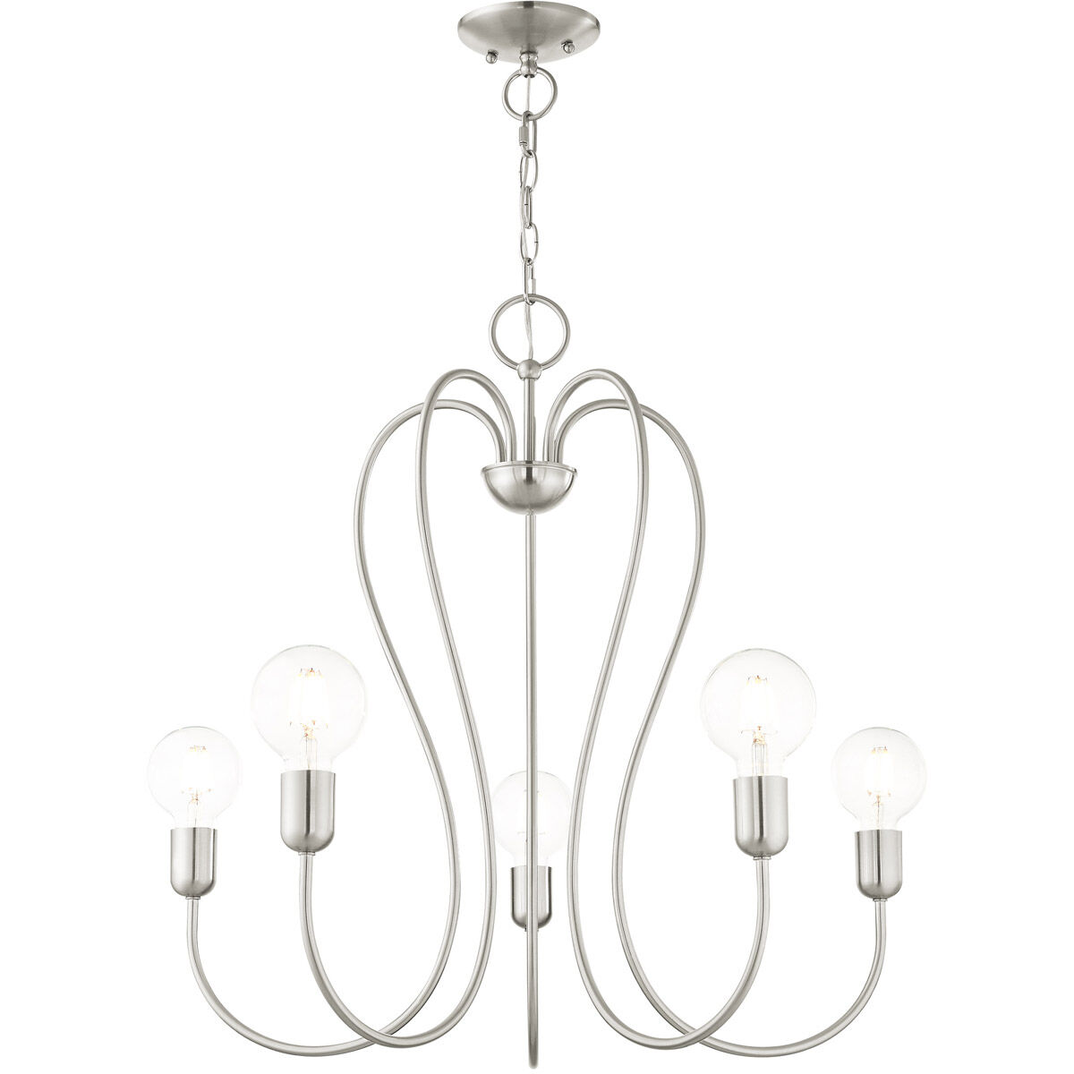 Lucerne 5 Light 24 inch Brushed Nickel Chandelier Ceiling Light