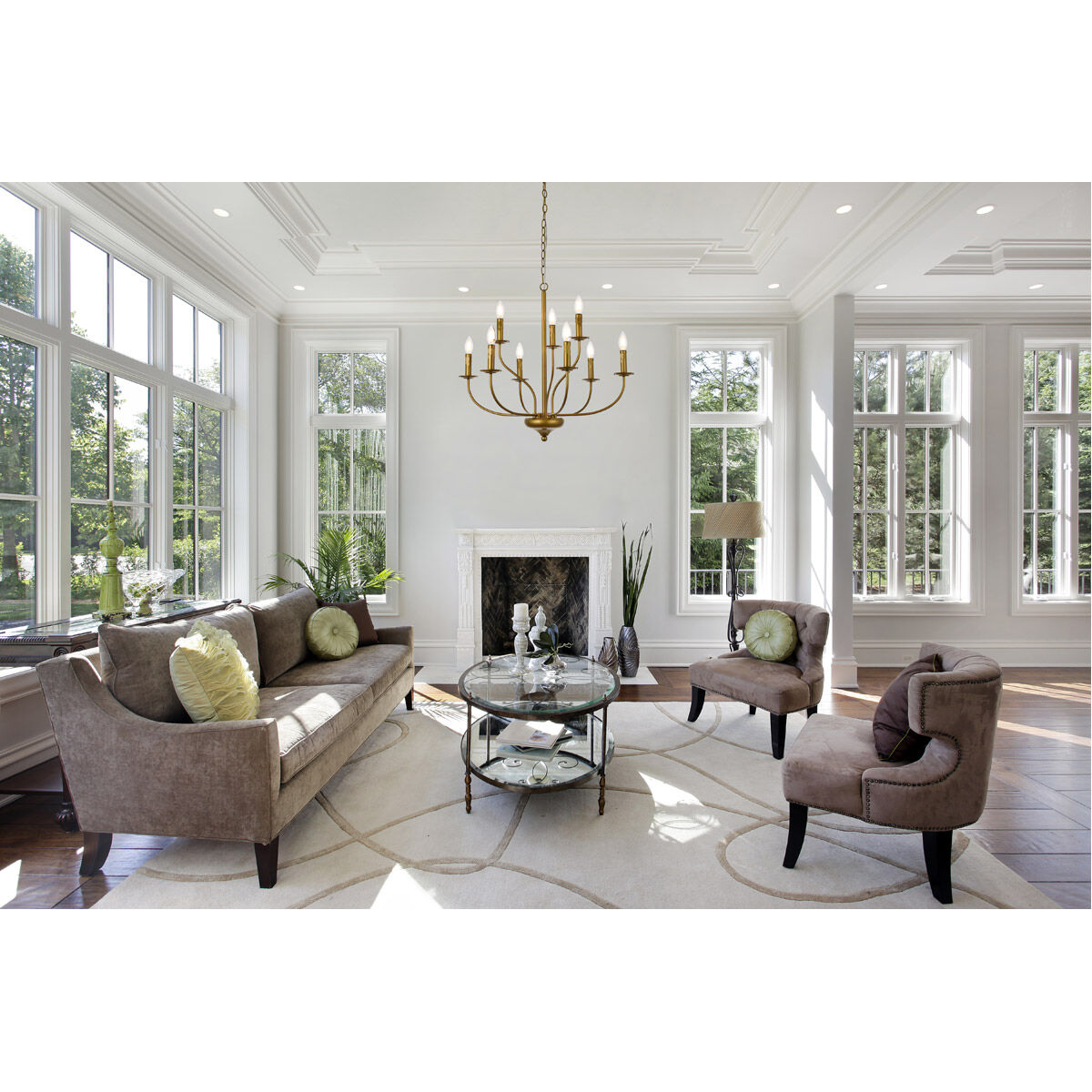 Westley 9 Light 28 inch Brass Pendant Ceiling Light