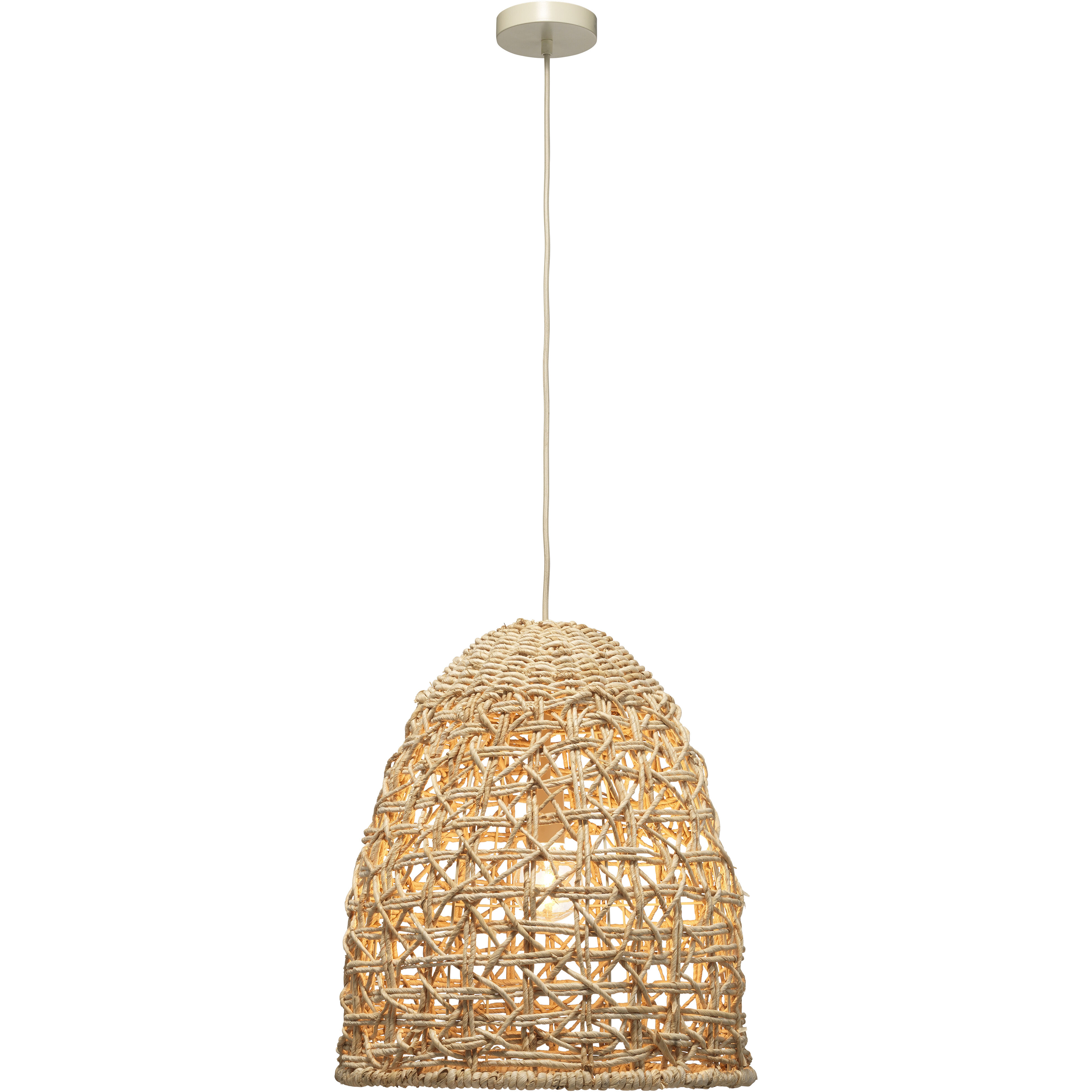 Netted 1 Light 18 inch Natural Corn Straw Rope Pendant Ceiling Light