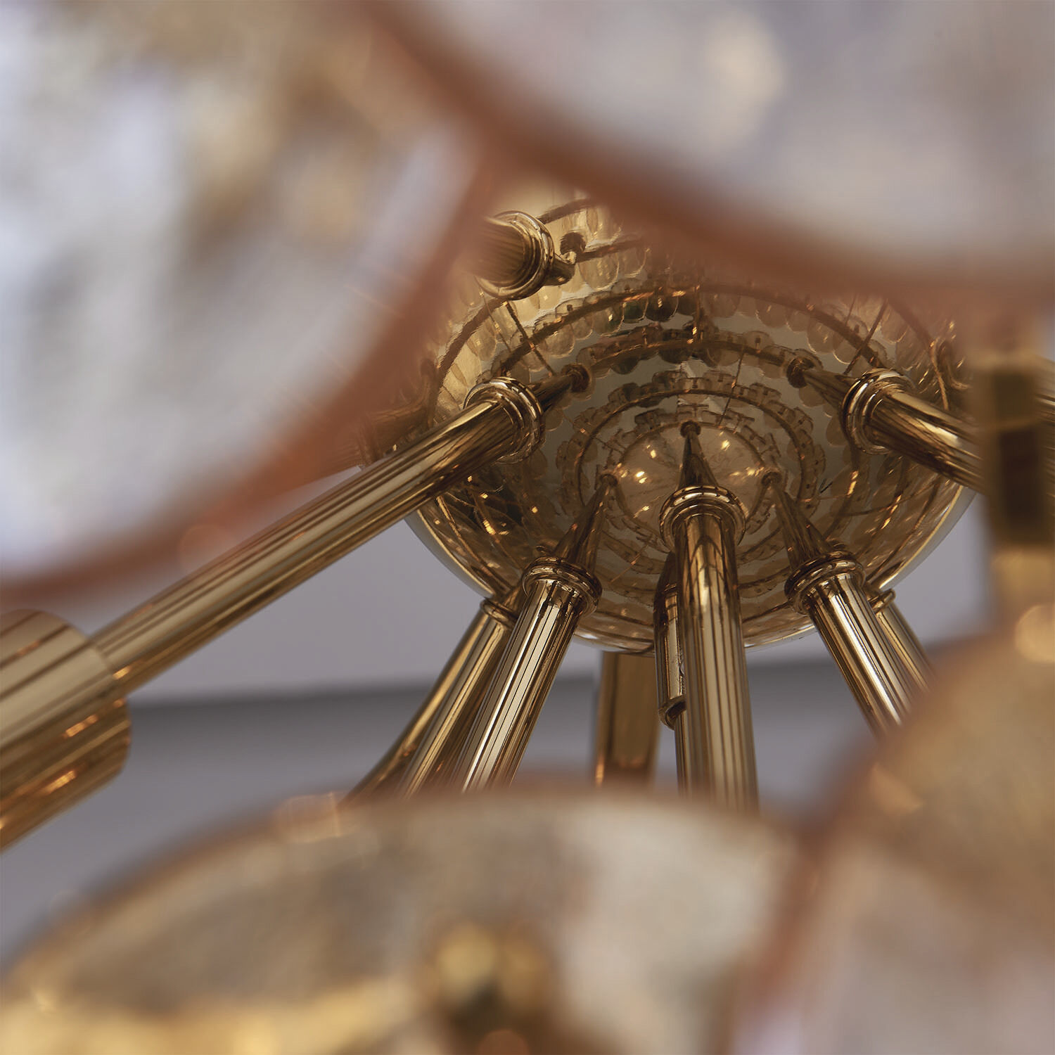 Uroko 14 Light 34 inch Polished Winter Brass Pendant Ceiling Light