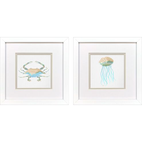 Sea Creatures Blue and Green and Orange and Turquoise Framed Art