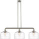 Franklin Restoration Bell LED 42 inch Brushed Satin Nickel Island Light Ceiling Light in Clear Deco Swirl Glass