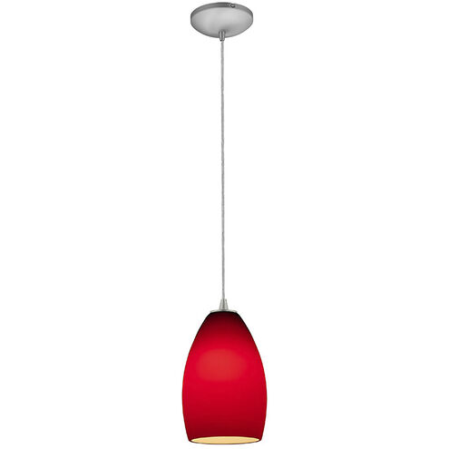 Champagne 1 Light 5 inch Brushed Steel Pendant Ceiling Light in Red