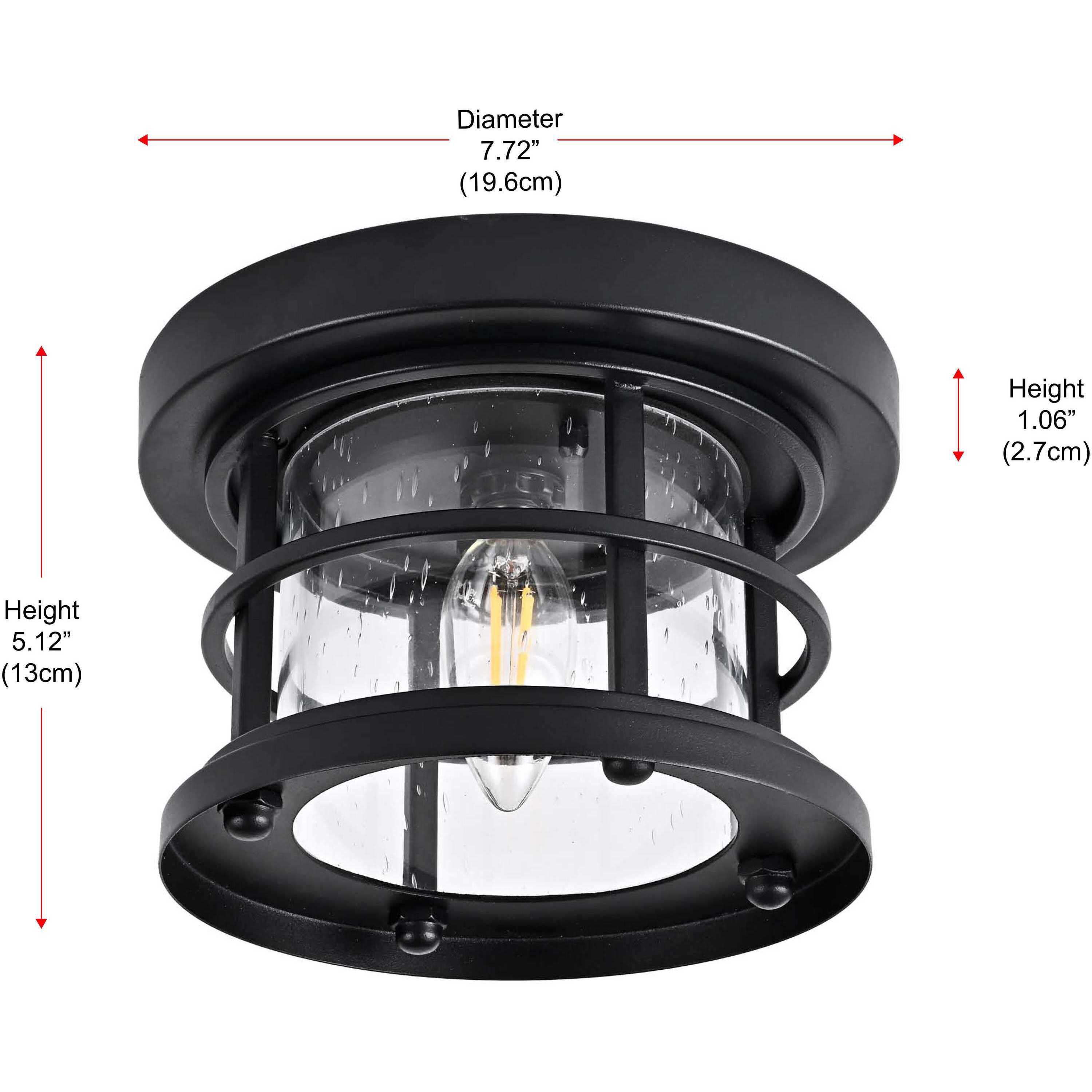 Carla 1 Light 8 inch Black Outdoor Flush Mount