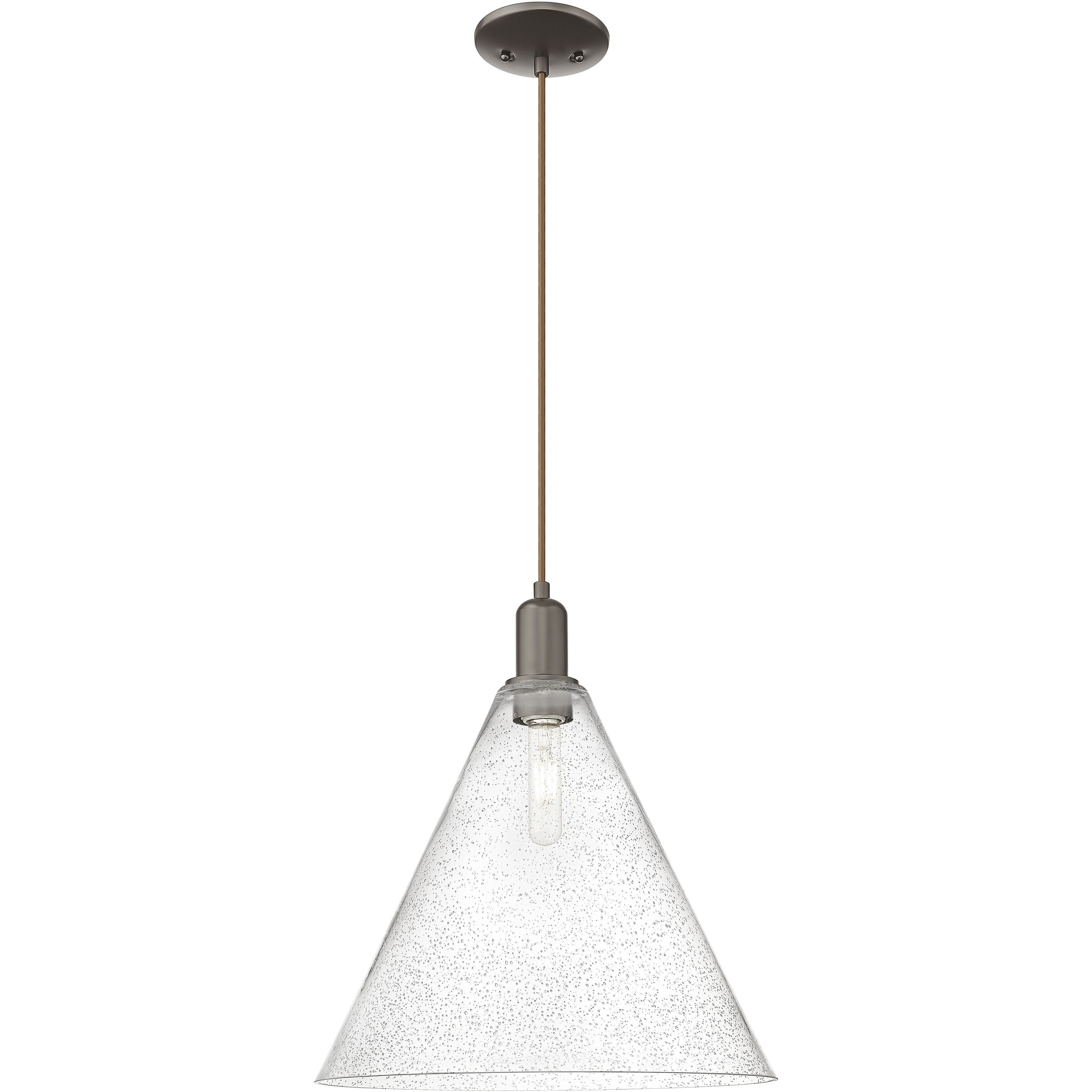 Arcadia Berkshire Glass 1 Light 16 inch Oil Rubbed Bronze Mini Pendant Ceiling Light in Seedy