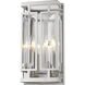 Mersesse 2 Light 6 inch Brushed Nickel Wall Sconce Wall Light in 3.1, Clear Crystal