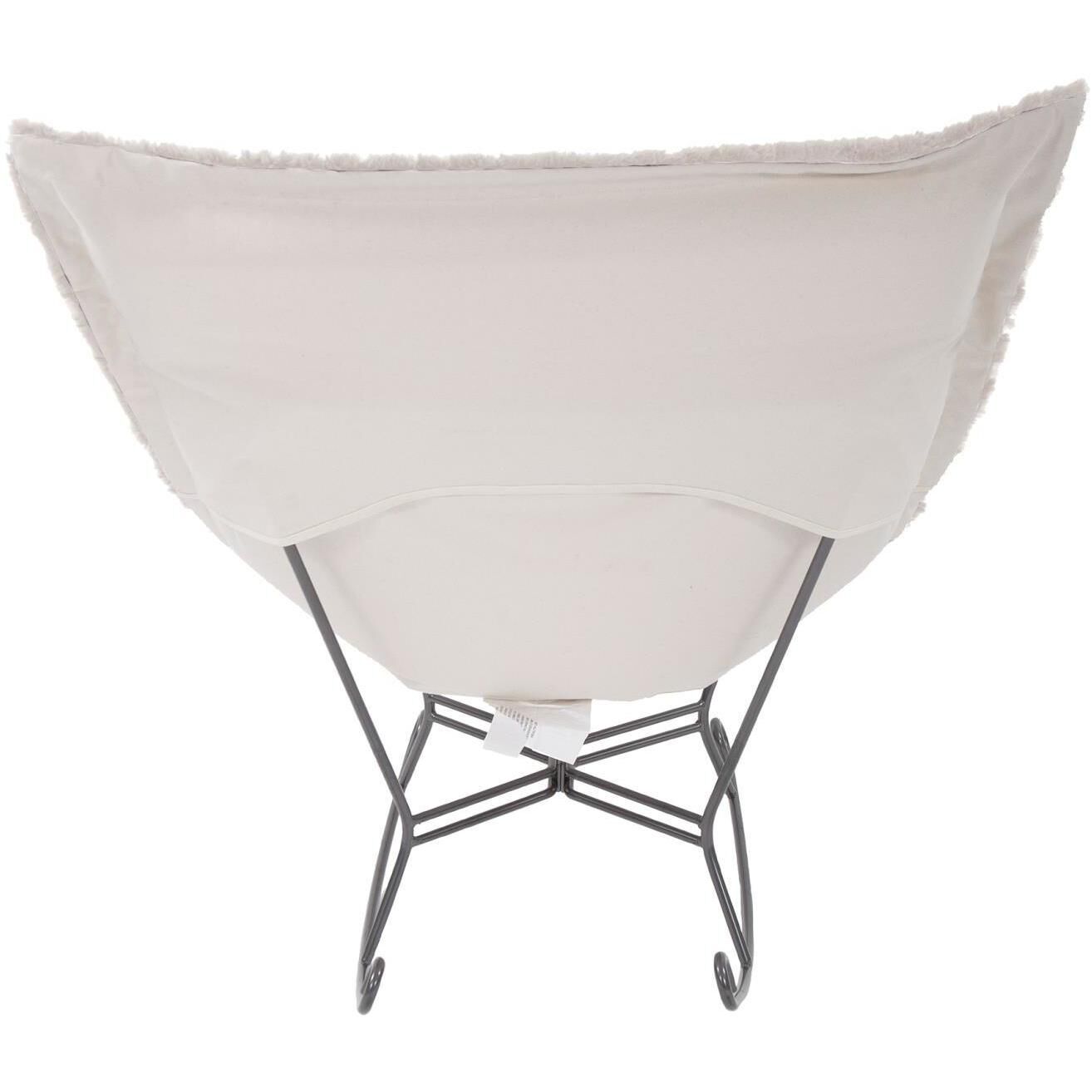 Puff Angora Natural Scroll Rocker with Cover