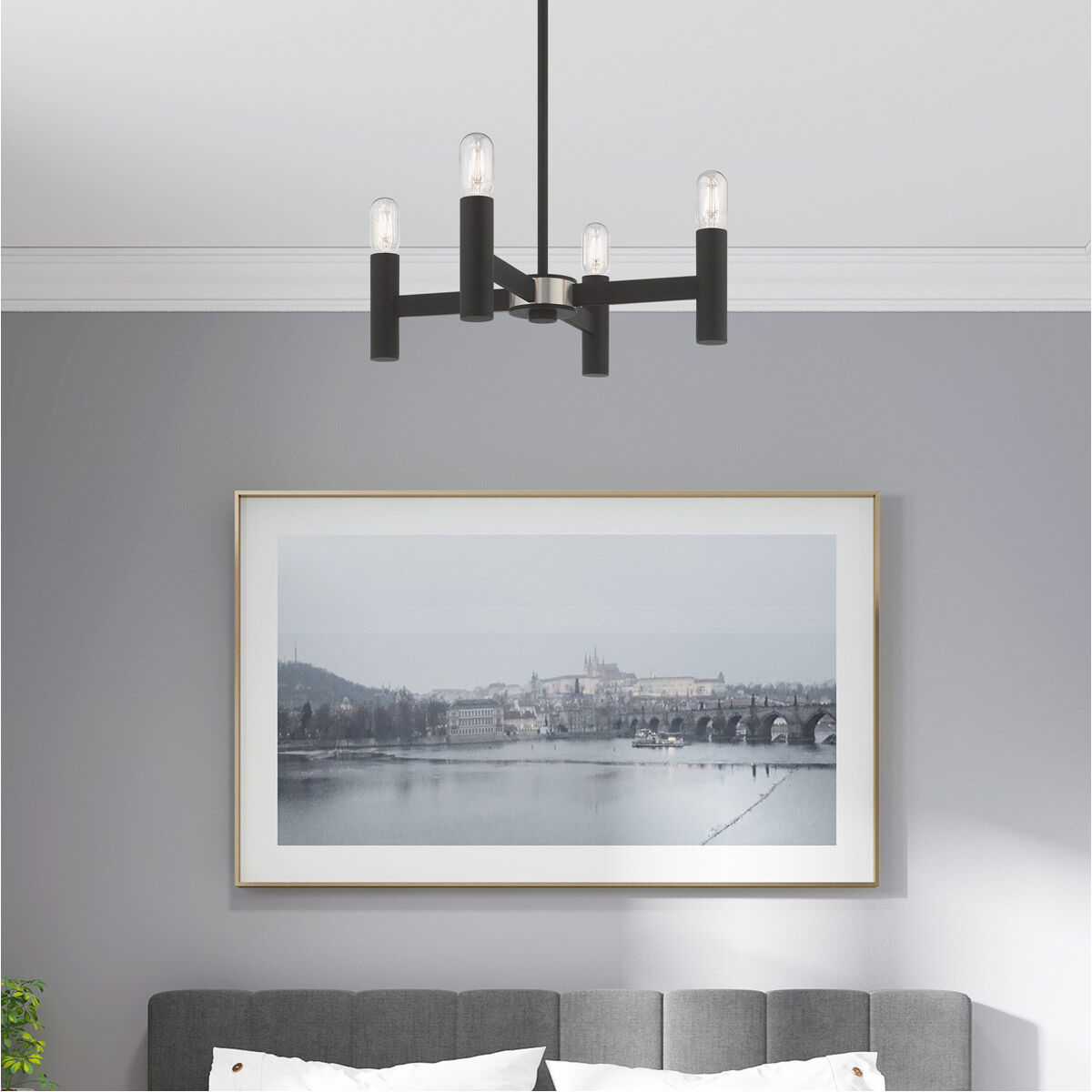 Copenhagen 4 Light 20 inch Black Mini Chandelier Ceiling Light