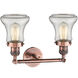 Franklin Restoration Bellmont 2 Light 17 inch Antique Copper Bath Vanity Light Wall Light in Clear Glass, Franklin Restoration