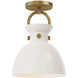 Alora Mood Waldo 1 Light 8.75 inch Aged Gold Semi Flush Mount Ceiling Light in Glossy Opal