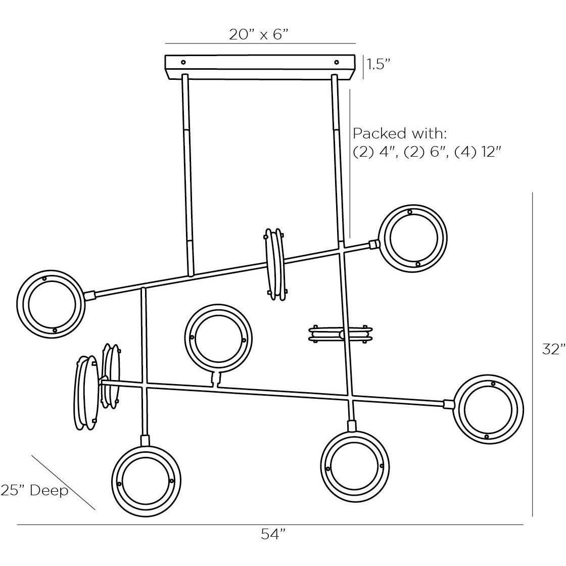 Meridian 10 Light 54 inch Antique Brass Chandelier Ceiling Light