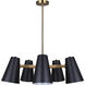 Harken 5 Light 26 inch Black/Gold Chandelier Ceiling Light
