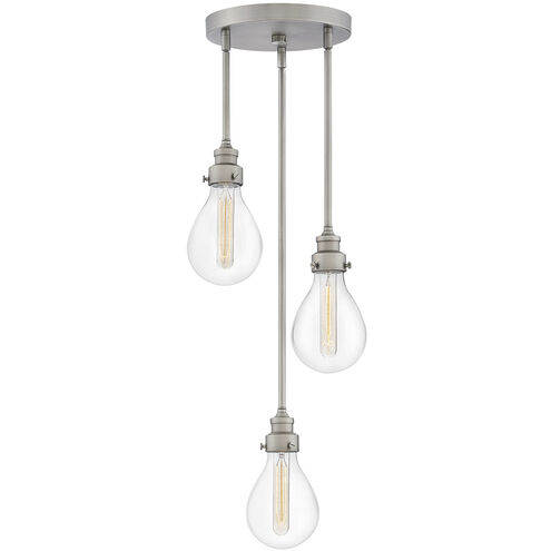 Denton 3 Light 13.25 inch Pewter Indoor Chandelier Ceiling Light