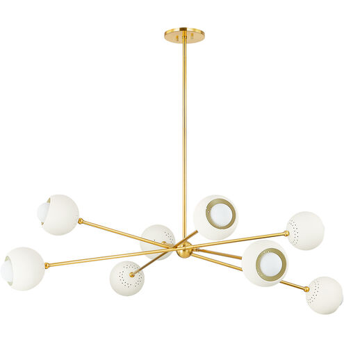 Saylor 8 Light 53.75 inch Aged Brass/Soft Cream Chandelier Ceiling Light