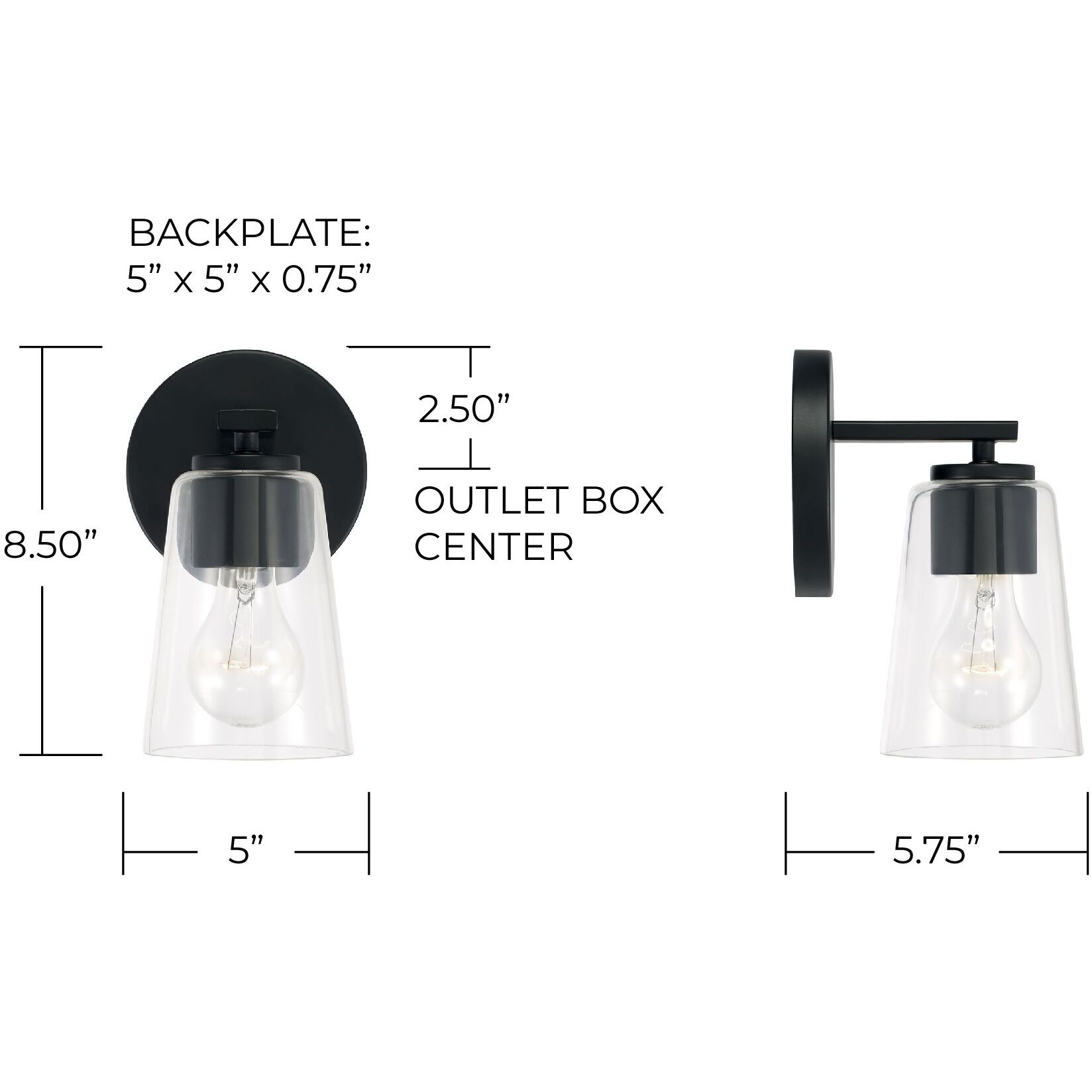 Portman 1 Light 5 inch Matte Black Sconce Wall Light