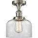Franklin Restoration Large Bell 1 Light 8 inch Brushed Satin Nickel Semi-Flush Mount Ceiling Light in Clear Glass, Franklin Restoration
