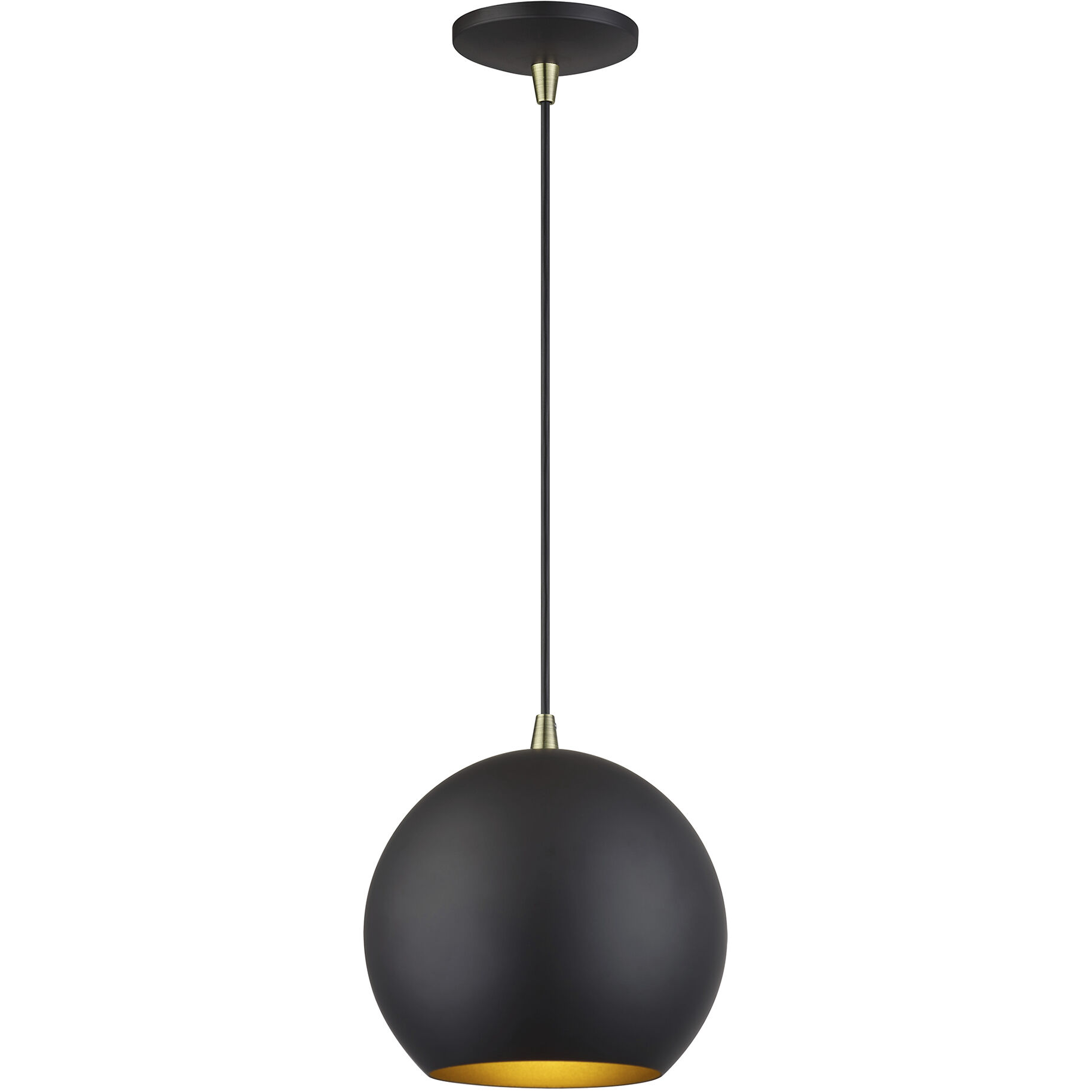 Kuppola 9.25 inch Bronze with Antique Brass Accents Pendant Ceiling Light, Globe