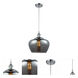 Ballston Large Fenton LED 11 inch Polished Chrome Mini Pendant Ceiling Light in Plated Smoke Glass, Ballston