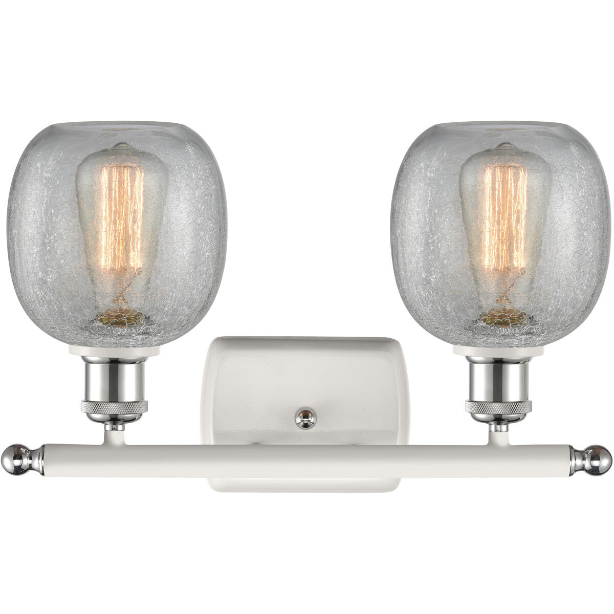 Ballston Belfast LED 16 inch White and Polished Chrome Bath Vanity Light Wall Light in Clear Crackle Glass, Ballston