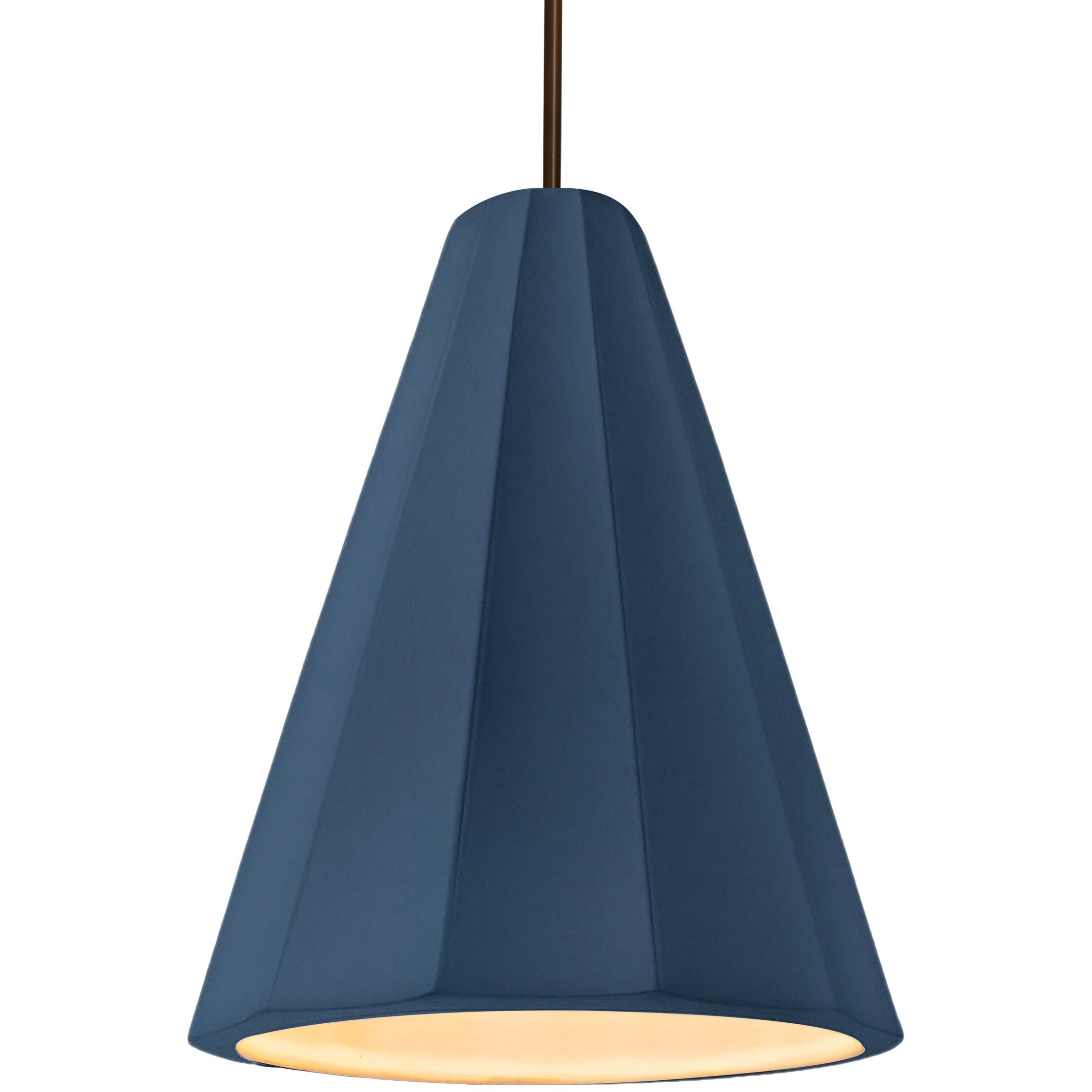 Radiance Collection - Fluted Pendant Ceiling Light in Dark Bronze, Replaceable Bulb, Rigid Stem, Midnight Sky/Matte White, 9W x 13H, Form+Finish+Function